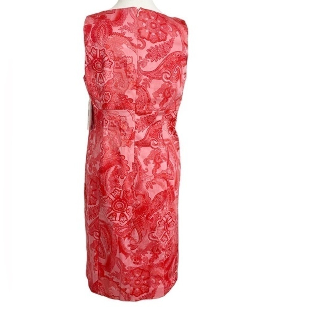Jones New York Signature Pink & Red Paisley Surplice V-Neck Sheath Dress NWT - Picture 2 of 12